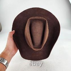 John B Stetson 3X Beaver Western Hat Size 7 Brown Vintage Cowboy Triangle Crown