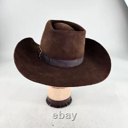 John B Stetson 3X Beaver Western Hat Size 7 Brown Vintage Cowboy Triangle Crown