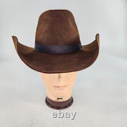 John B Stetson 3X Beaver Western Hat Size 7 Brown Vintage Cowboy Triangle Crown