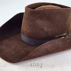 John B Stetson 3X Beaver Western Hat Size 7 Brown Vintage Cowboy Triangle Crown