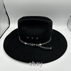 John B. Stetson 4X Beaver Black Cowboy Hat Size 7 1/8 Vintage Western 4 Brim