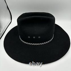 John B. Stetson 4X Beaver Black Cowboy Hat Size 7 1/8 Vintage Western 4 Brim
