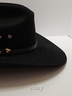 John B. Stetson 4X Beaver Black Cowboy Western Hat 7 1/4- EXCELLENT Condition