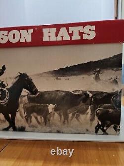 John B. Stetson 4X Beaver Black Cowboy Western Hat 7 1/4- EXCELLENT Condition
