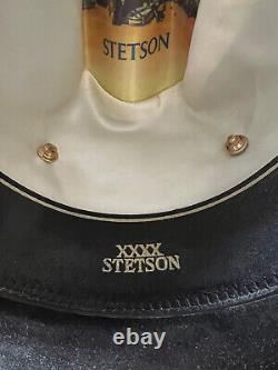 John B. Stetson 4X Beaver Black Cowboy Western Hat 7 1/8- EXCELLENT Condition