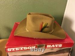 John B. Stetson 4X Beaver Brown Felt Men's Western Cowboy Hat Size 7 1/8