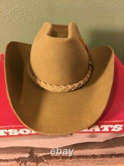 John B. Stetson 4X Beaver Brown Felt Men's Western Cowboy Hat Size 7 1/8