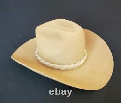John B Stetson 4X Beaver Cowboy Hat Braided Band Color Feather JBS Pin 57 7 1/8