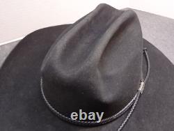 John B Stetson 4X Beaver Felt Black CARSON Hat, 7 1/4 (58), Braided Leather Band