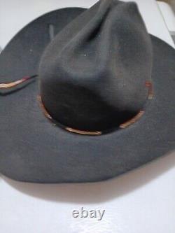 John B. Stetson 4X Beaver Men's Size 7 3/8 White George Brim Western Cowboy Hat