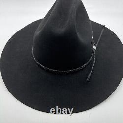 John B. Stetson 4X Beaver Western Cowboy Hat Black 7 1/4 58- VERY SHARP