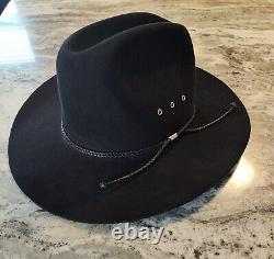 John B. Stetson 4X Beaver Western Cowboy Hat Black 7 3/4 VERY SHARP