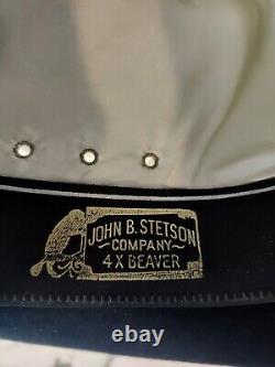 John B. Stetson 4X Beaver Western Cowboy Hat Black 7 3/4 VERY SHARP