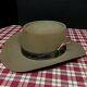 John B Stetson 4x Beaver Western Cowboy Style Hat Withfeather & Belt Band Sz 7 1/8