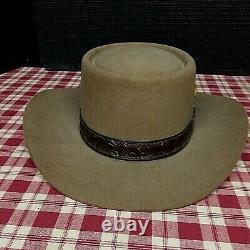 John B Stetson 4X Beaver Western Cowboy Style Hat withFeather & Belt Band Sz 7 1/8