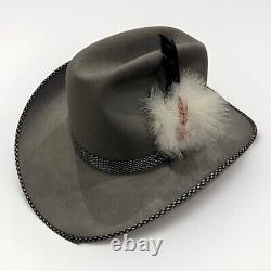 John B Stetson 4X Beaver Western Gray Hat Feathers 7