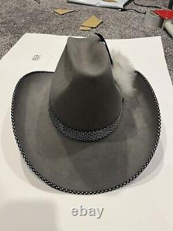 John B Stetson 4X Beaver Western Gray Hat Feathers 7