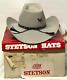 John B. Stetson 6 7/8 Cowboy Hat Mist Gray Orig Box 90s Vintagexxxxxxx Stetson