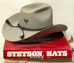 John B. Stetson 6 7/8 Cowboy Hat Mist Gray Orig Box 90s VintageXXXXXXX Stetson