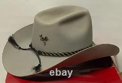 John B. Stetson 6 7/8 Cowboy Hat Mist Gray Orig Box 90s VintageXXXXXXX Stetson