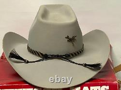 John B. Stetson 6 7/8 Cowboy Hat Mist Gray Orig Box 90s VintageXXXXXXX Stetson