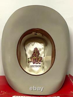 John B. Stetson 6 7/8 Cowboy Hat Mist Gray Orig Box 90s VintageXXXXXXX Stetson