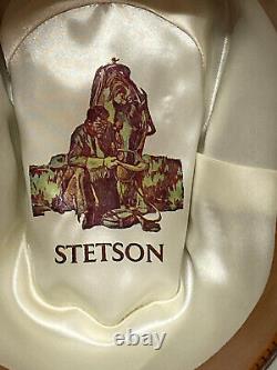 John B. Stetson 6 7/8 Cowboy Hat Mist Gray Orig Box 90s VintageXXXXXXX Stetson