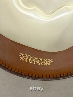 John B. Stetson 6 7/8 Cowboy Hat Mist Gray Orig Box 90s VintageXXXXXXX Stetson