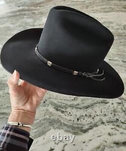 John B. Stetson Black Cowboy Western Hat 3X Beaver 7 1/2 SHARP