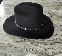 John B. Stetson Black Cowboy Western Hat 3X Beaver 7 1/2 SHARP