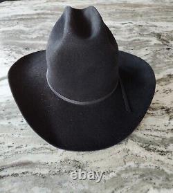John B. Stetson Black Rancher Cowboy Western Hat 4X Beaver 6 7/8 SHARP
