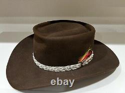 John B Stetson Company Disneyland Brown with Feathers 3X Beaver Hat Size 7 5/8