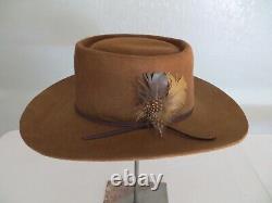 John B Stetson Cowboy Western Hat 4X Beaver Vintage Feather XXXX AZ-TEX