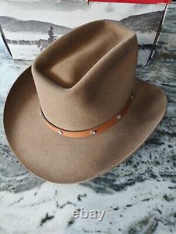 John B. Stetson Pecan Cowboy Western Hat 4X Beaver 7 3/8 Vintage SHARP