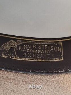 John B. Stetson Pecan Cowboy Western Hat 4X Beaver 7 3/8 Vintage SHARP