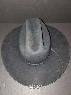 John B. Stetson Signature 6X Beaver Felt Cowboy Western Hat Sz 7 1/8 Aged Black
