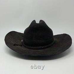 John B Stetson XXXX (4X) Beaver Black Felt Cowboy Hat Size 61 (6-3/4) Used