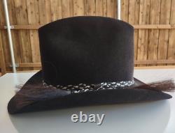 John B Stetson XXXX (4X) Beaver Black Felt Cowboy Hat Tener's Sz 7 Oval Long