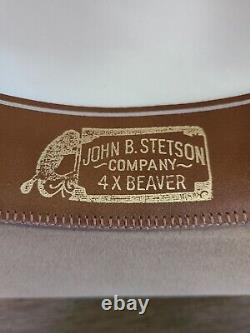 John B Stetson XXXX Beaver Cowboy Hat size 7 beige Western Rancher 4X with box