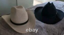 Lot of 2 Stetson Dillon 4X Beaver Blk. Western Cowboy Hat Sz 7.5 + a Wht. Reno