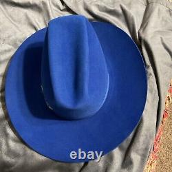 M L Leddy Custom Hat 6 3/4 3X Beaver Long Oval Blue