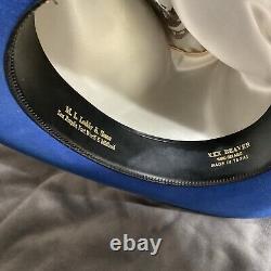 M L Leddy Custom Hat 6 3/4 3X Beaver Long Oval Blue