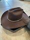 Mht Westerns Cowboy Hat Silk Lined Felt 3x Beaver Blend Wide Brim Brown 58 7 1/8