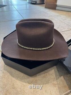 MHT Westerns Cowboy Hat Silk Lined Felt 3X Beaver Blend Wide Brim Brown 58 7 1/8