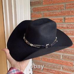 MINT Resistol 5x Beaver Pecos Cowboy Hat in Original Box Black 7 1/8 Long Oval