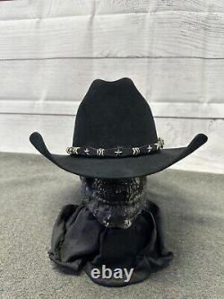 Mens Vintage STETSON 4X Beaver Black Cowboy Hat Sz 6 7/8 Very Good Condition