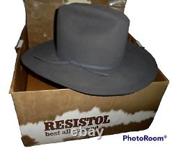 NEW Vintage Resistol 4x Beaver Cowboy Western Hat 7 1/8 Silver Gray Ridgetop Box
