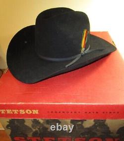 NEW with Box STETSON Black Felt Cowboy Hat sz 7-3/4 R 4 X Beaver