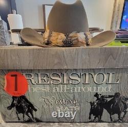 NOS Vintage Resistol 3X Beaver Tan Western Cowboy Hat Sz 7 3.25 Inch Brim XXX