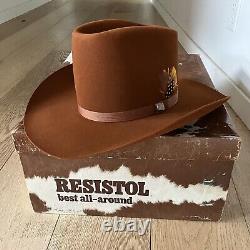 NOS Vintage Resistol W221 HI-7 3X Beaver Whisky Cowboy Hat Size 7